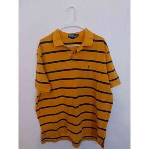 Polo Ralph Lauren Men's XXL Yellow Blue Striped Short Sleeve Polo Shirt